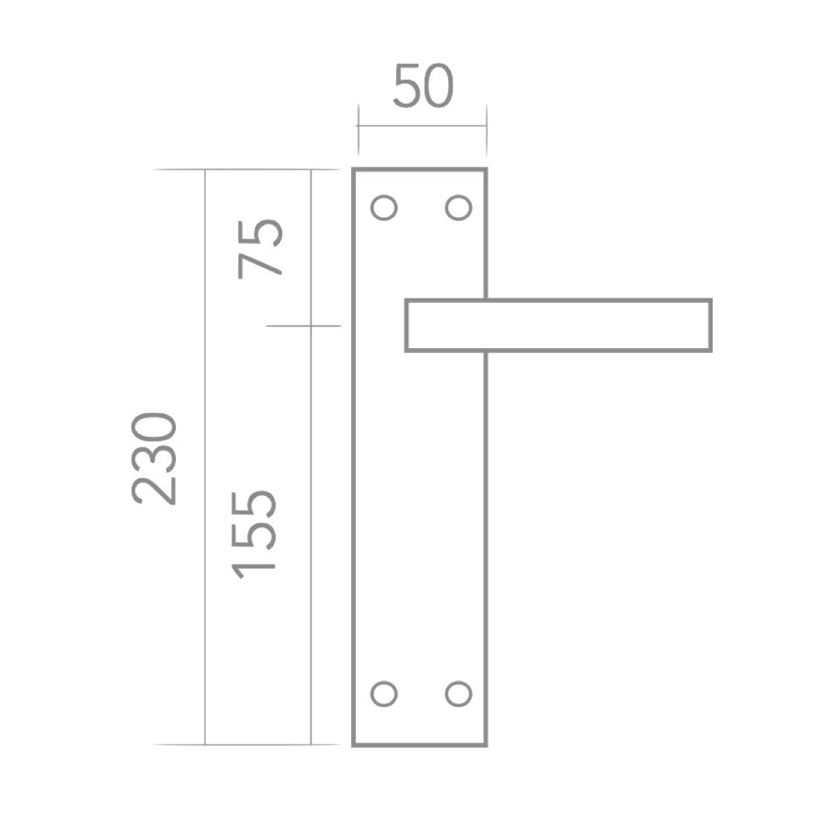 Puxador modelo 610 com placa retangular em zamak acabamento níquel acetinado para portas 
