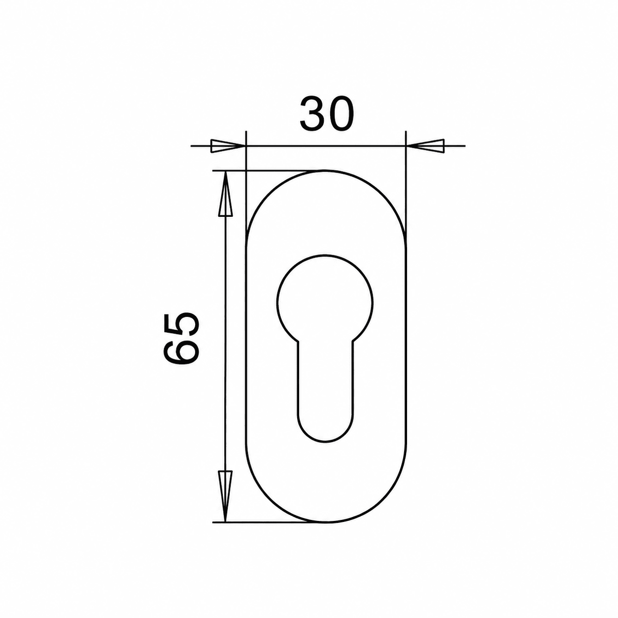 Fechadura em pera com roseta oval em aço inoxidável para portas