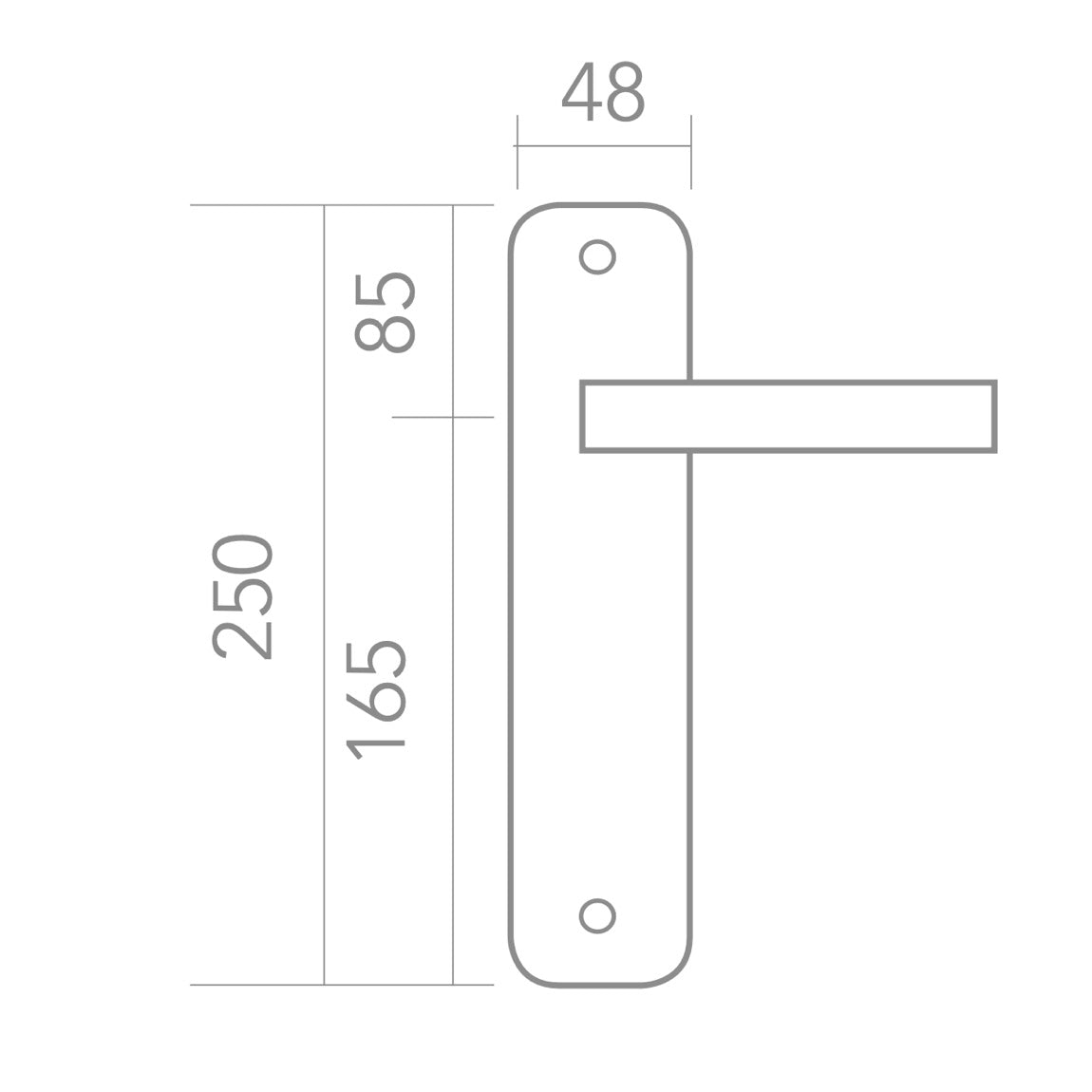 Maçaneta modelo '250' placa oval com acabamento em níquel acetinado para portas 