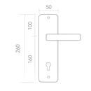 Puxador modelo '8003' com fechadura 85 e placa retangular em aço inox para portas 