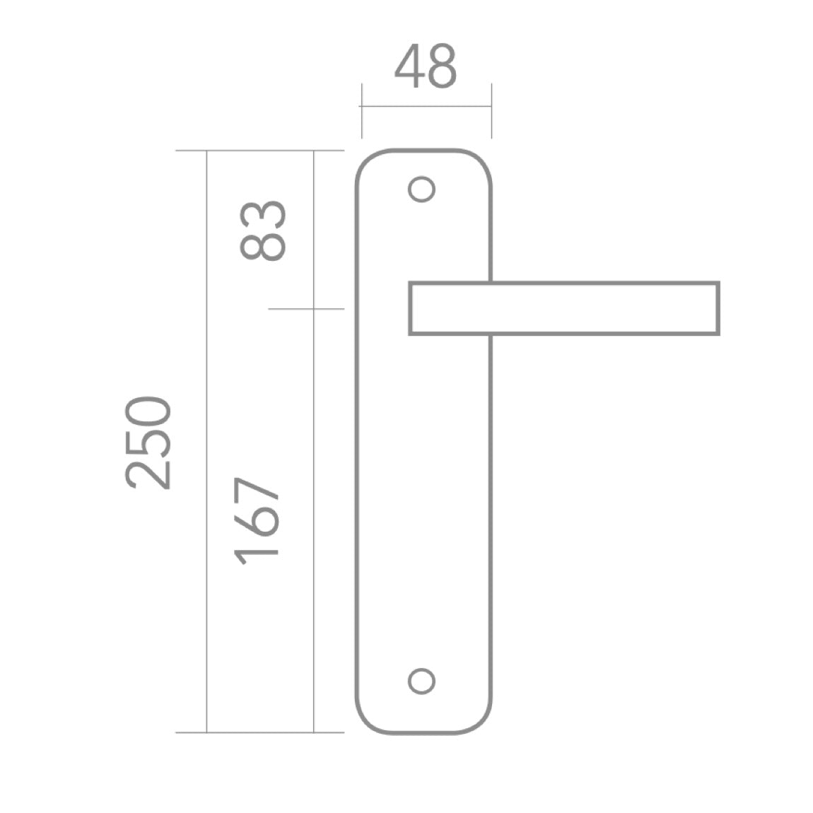 Puxador modelo '640' com placa oval para portas zamak acabamento grafite com puxador moderno 