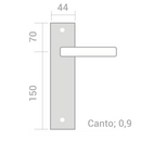 Puxador em aço inox modelo '603' com placa retangular para portas 