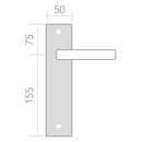 Medidas manilla de zamak con placa rectangular para puertas modelo 520