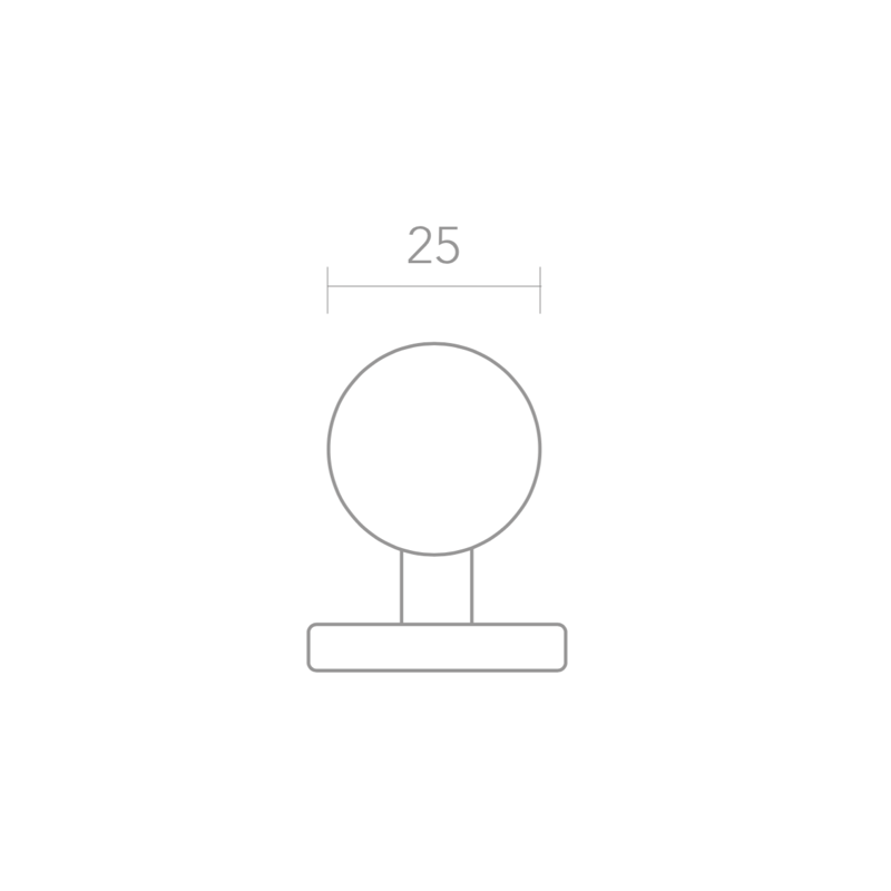 Medidas de Pomito de aluminio para muebles y armarios de 25mm de diámetro