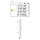 Puxador quadrado de 32x32mm 600mm entre eixos e 800mm de altura em inox preto sem roseta para portas de entrada