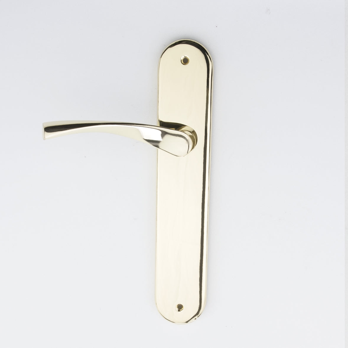 Puxador em Zamak modelo '130' com placa oval em acabamento dourado brilhante para portas 