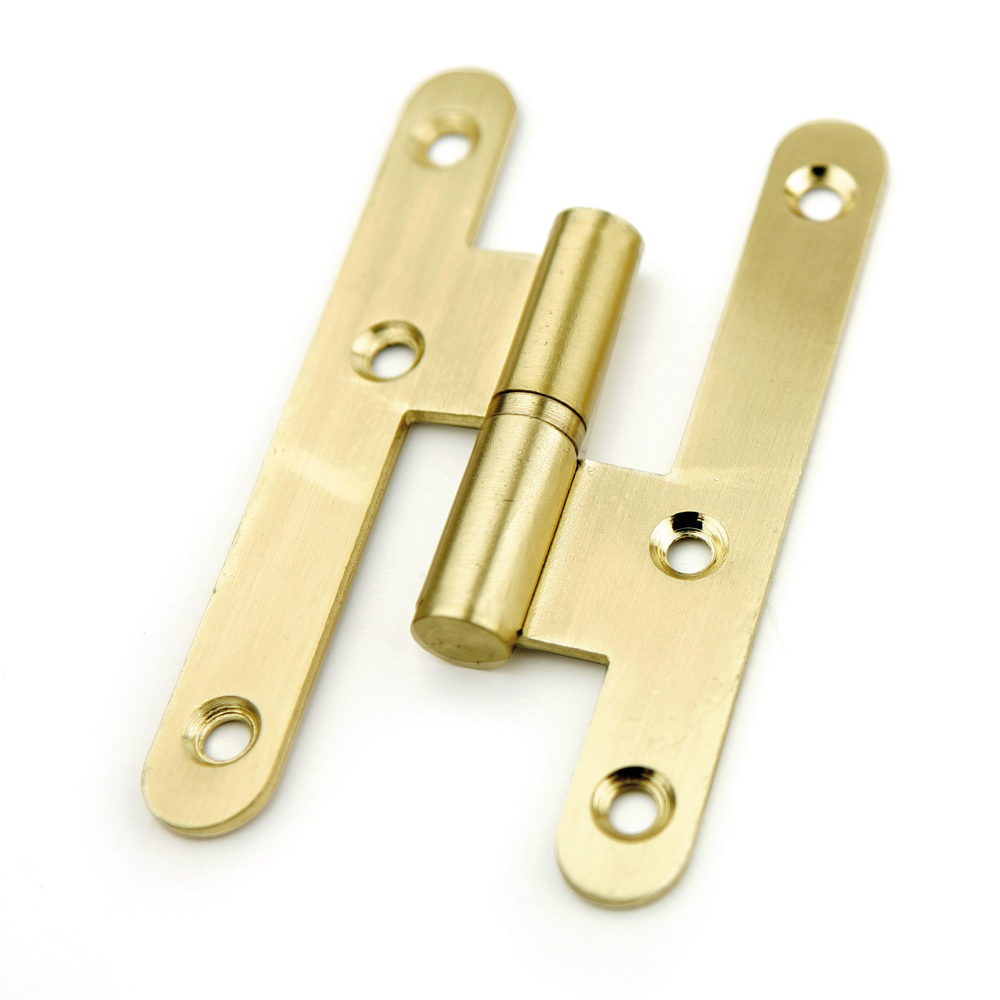 Dobradiça em aço dourado 100 alto acetinado com lâmina redonda para portas 