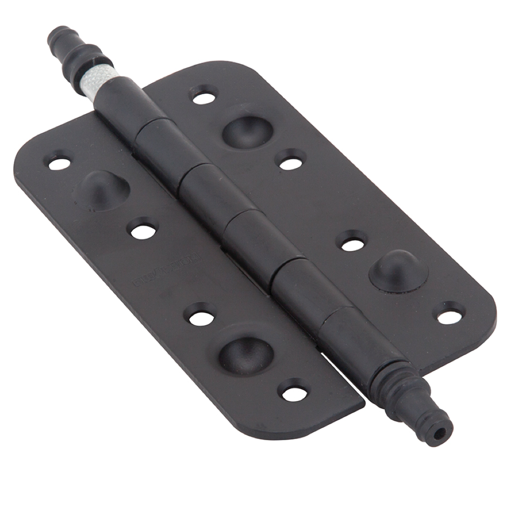 Dobradiça de segurança preta especial com acabamento de borda arredondada para porta blindada de 150 mm de altura 