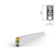 Vedante de porta automático de guilhotina para embutir em alumínio 12x27 mm de 1000 mm para porta de madeira