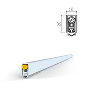 Vedante automático de embutir em alumínio e borracha 12x20 mm e 920 mm para portas de madeira
