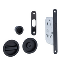 Kit para porta de correr com maçaneta mais ferrolho e pregos redondos acabamento preto