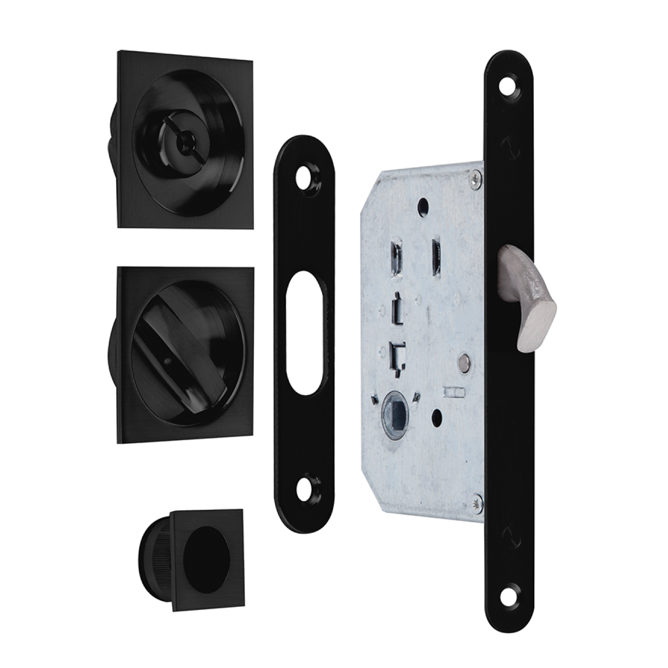 Kit para porta de correr com ferrolho e prego quadrado acabamento preto 