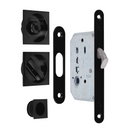 Kit para porta de correr com ferrolho e prego quadrado acabamento preto 