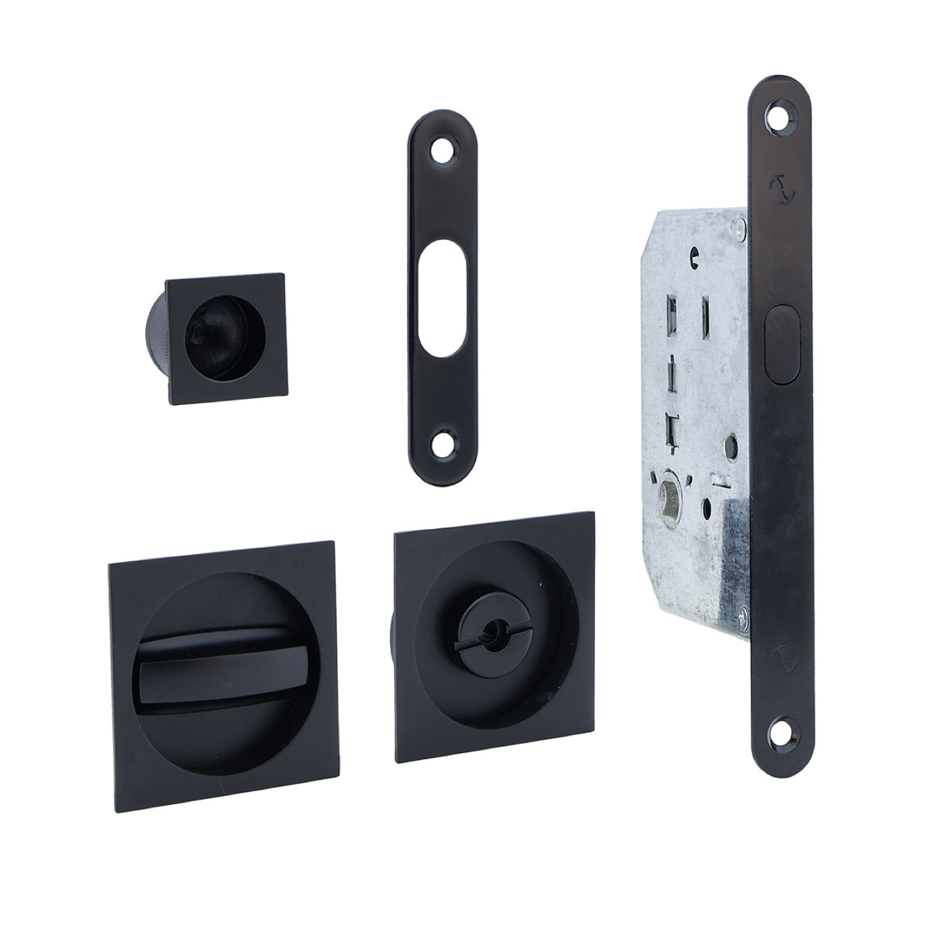 Kit para porta de correr com ferrolho e prego quadrado acabamento preto 