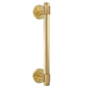 Puxador moleteado de zamak com roseta redonda Ø52 mm latonado acetinado