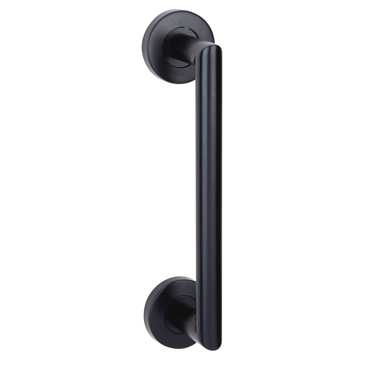 Puxador em aço inoxidável com acabamento preto modelo 504 com roseta redonda para portas 