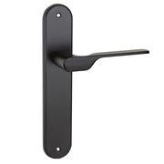 Puxador modelo '640' com placa oval para portas zamak acabamento preto com puxador moderno 