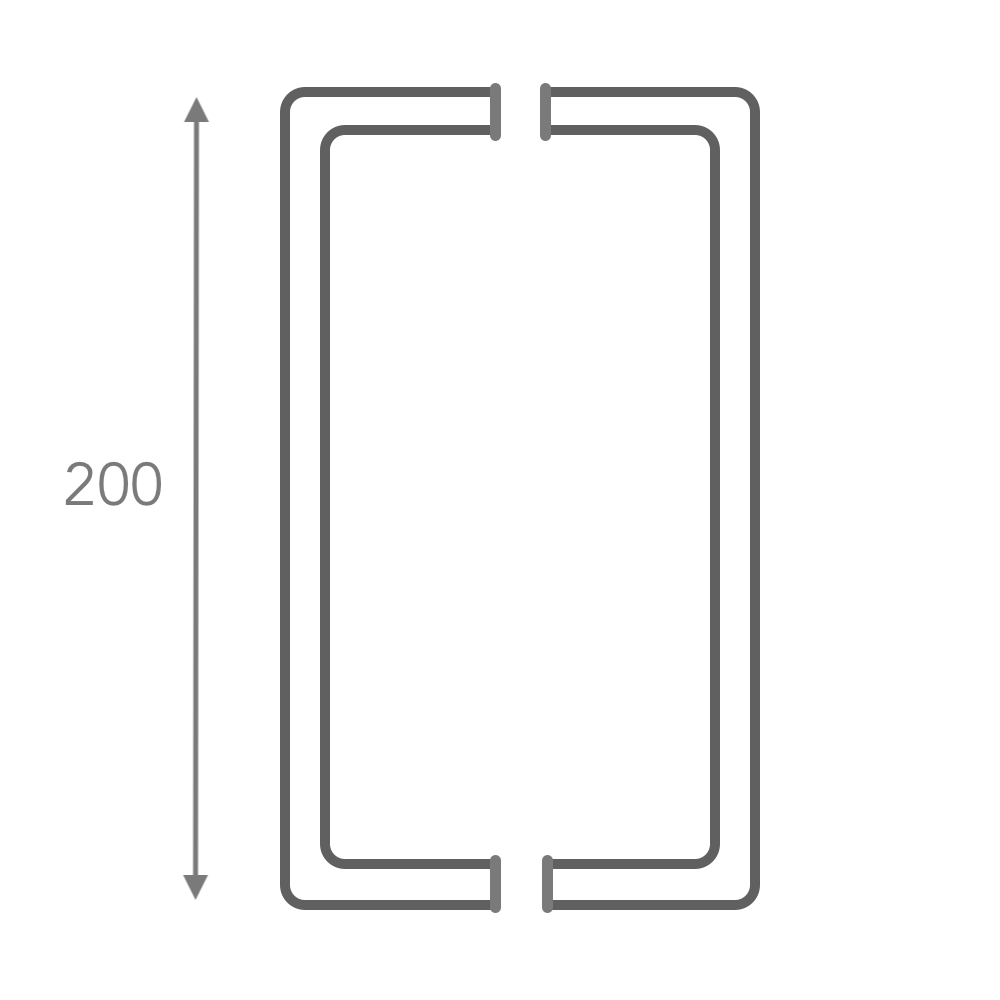 Puxador em aço inox para porta vidro / madeira 200mm modelo ARI120 