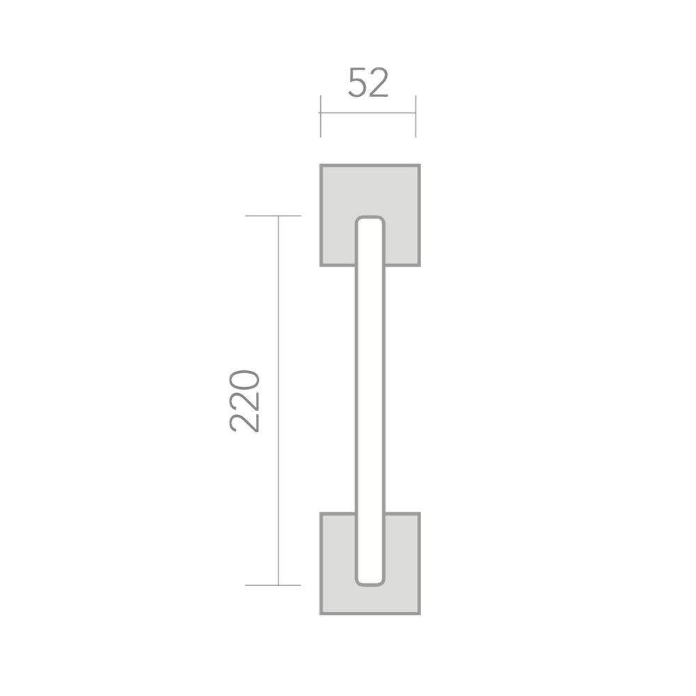Puxador Zamak com roseta quadrada modelo 224 para portas de correr 