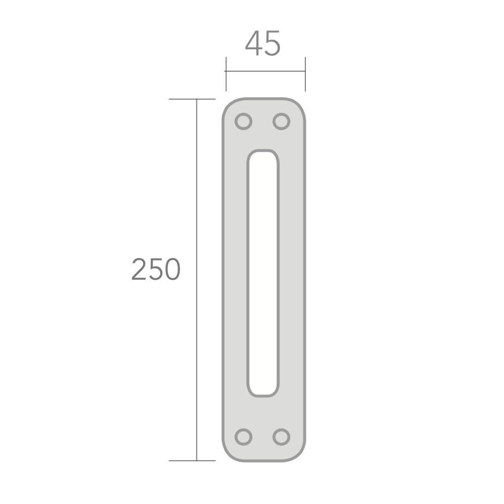 Puxador com placa oval e puxador largo em acabamento polido brilhante modelo 6504 para portas 