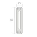 Puxador com placa oval e puxador largo em acabamento polido brilhante modelo 6504 para portas 