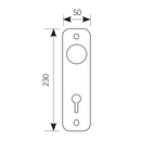 Cabo com placa oval, botão e fechadura com acabamento em níquel acetinado mod 138 