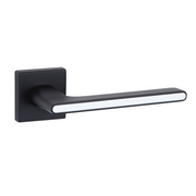 Puxador Zamak modelo 810N com roseta quadrada acabamento preto para portas 