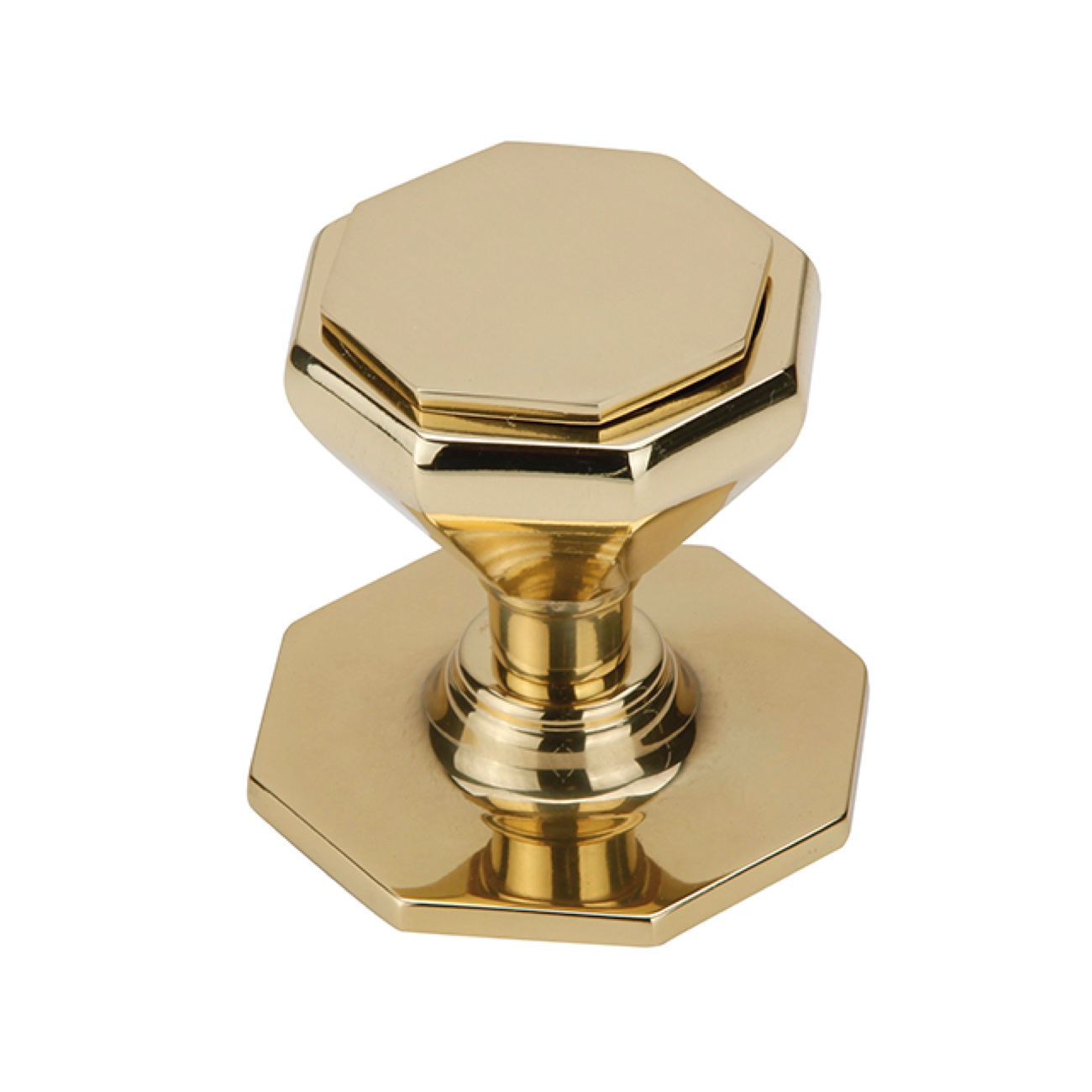 Botão octogonal de latão com acabamento dourado brilhante para portas de entrada 