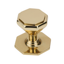 Botão octogonal de latão com acabamento dourado brilhante para portas de entrada 