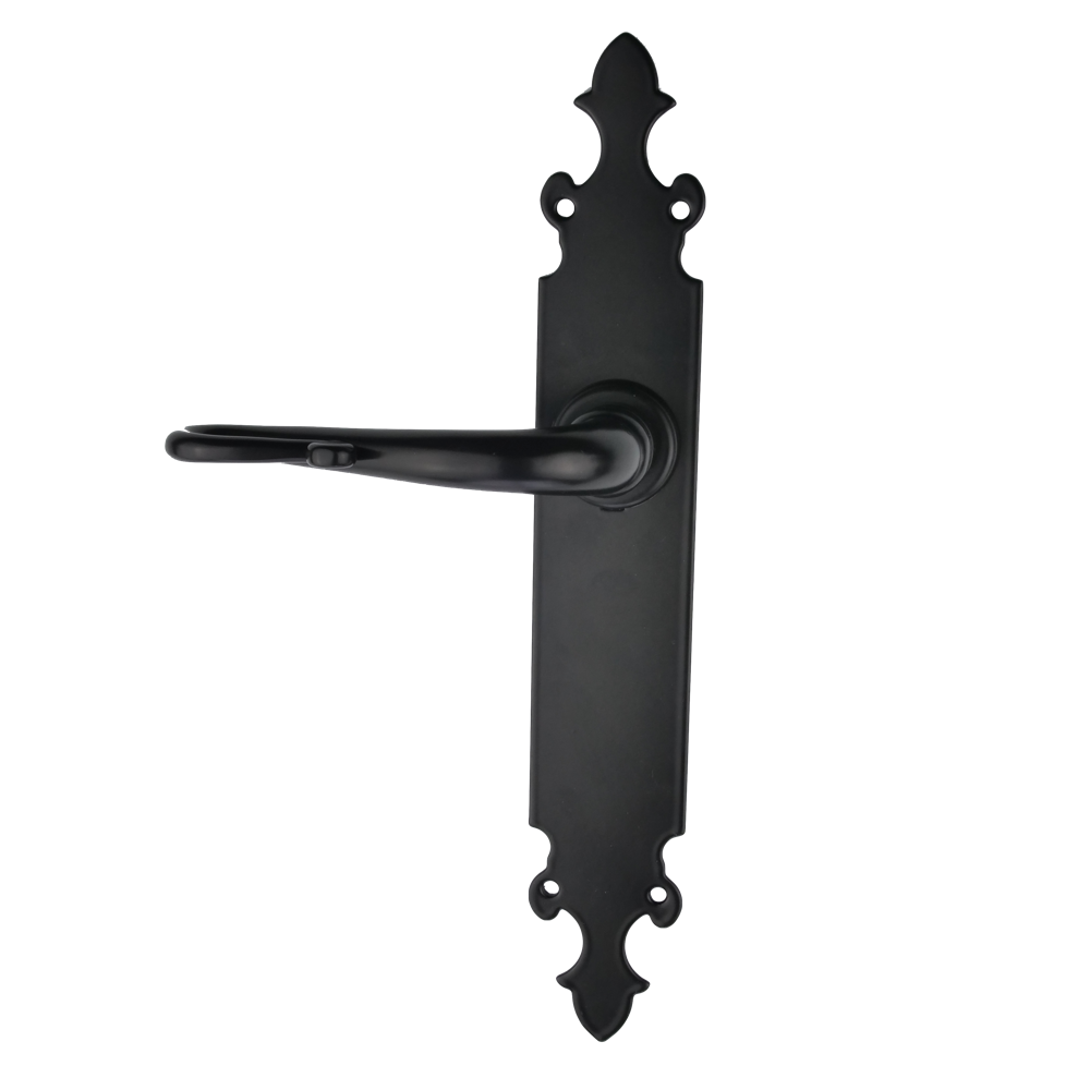 Puxador modelo '300' com placa oval em ferro forjado para portas 