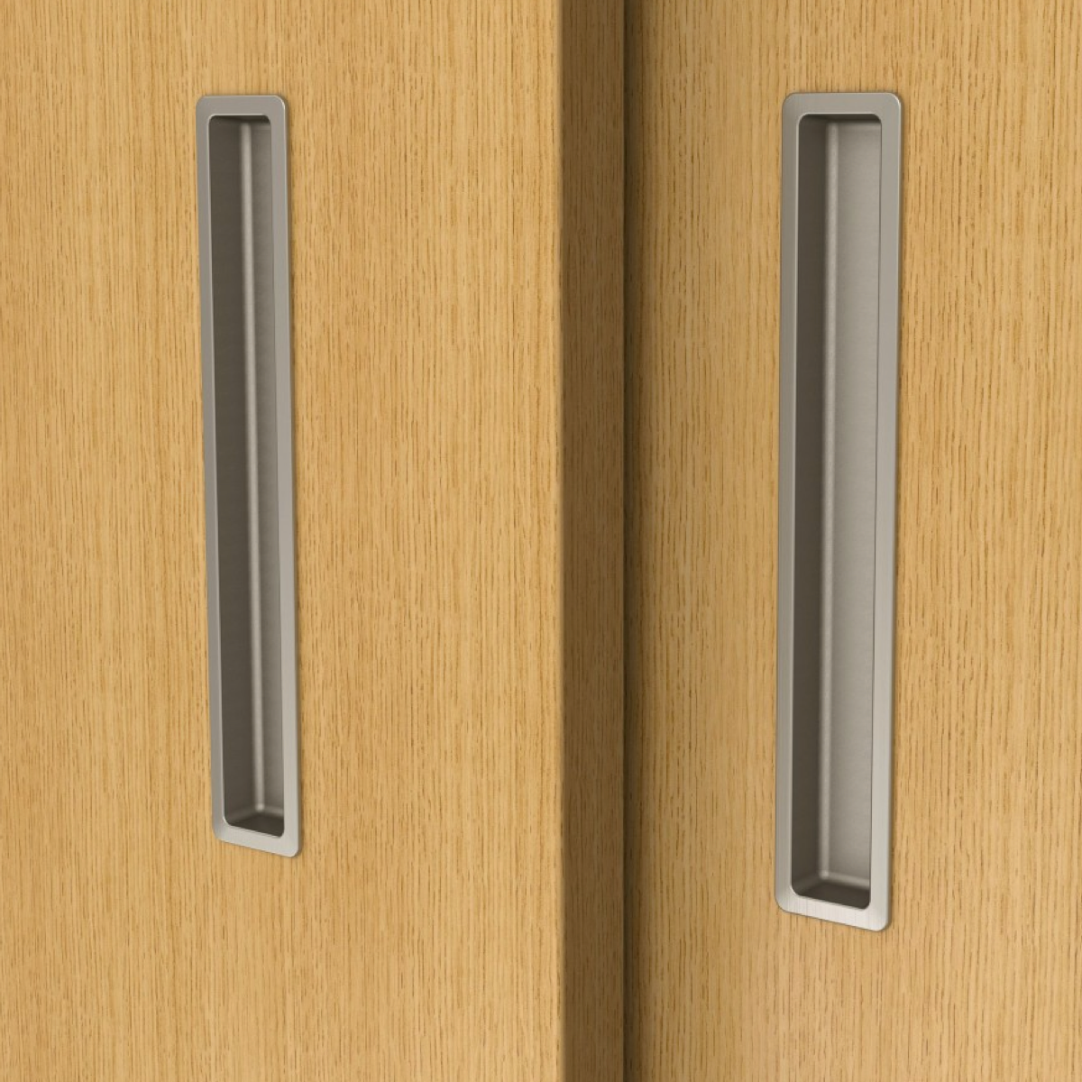 Puxador de embutir para porta de correr de armário de 150 mm de comprimento x 25 mm de largura