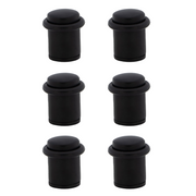 6 batentes de porta cilíndricos pretos com amortecedor de borracha e 20mm de diâmetro