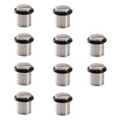 10 batentes de porta cilíndricos niquelados com amortecedor de borracha e 20mm de diâmetro