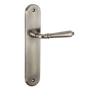 Maçaneta com roseta ovalada de alumínio bronze mate 250x48 mm para portas de interior