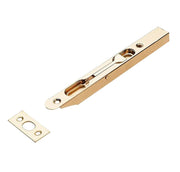 Trinco de embutir em aço inoxidável latonado brilhante de 160 mm para portas duplas